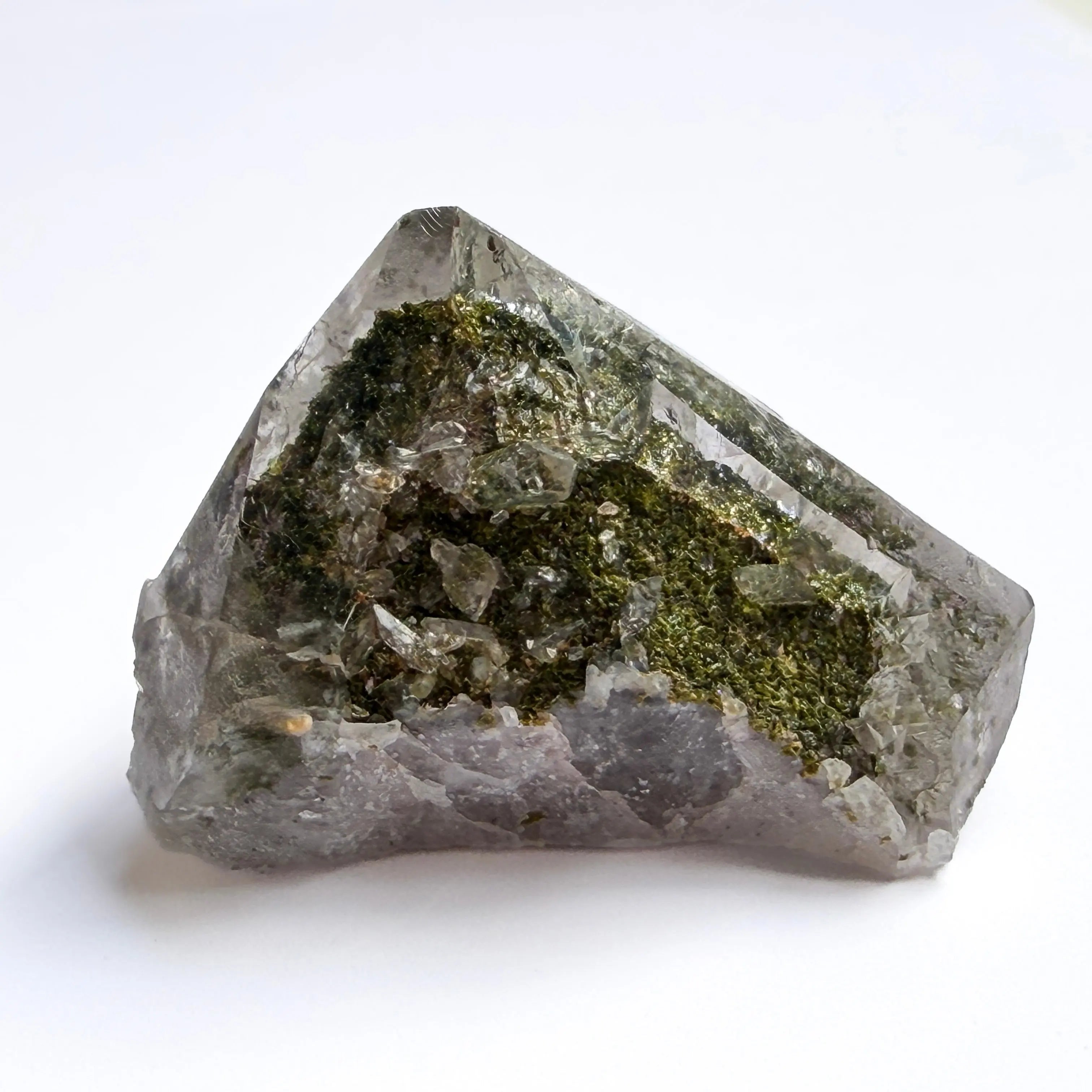 Garden Amethyst - Epidote Gemstone, Hematite Inclusion view 5